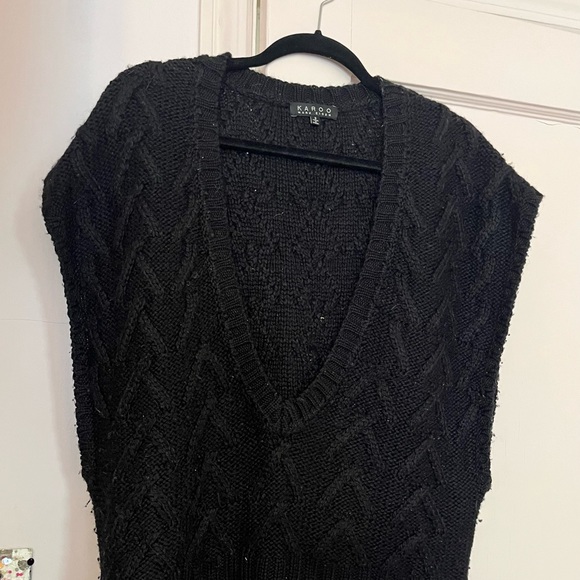 KAROO MARK EISEN Black Knitted Sweater V Neck Vest - Picture 3 of 7